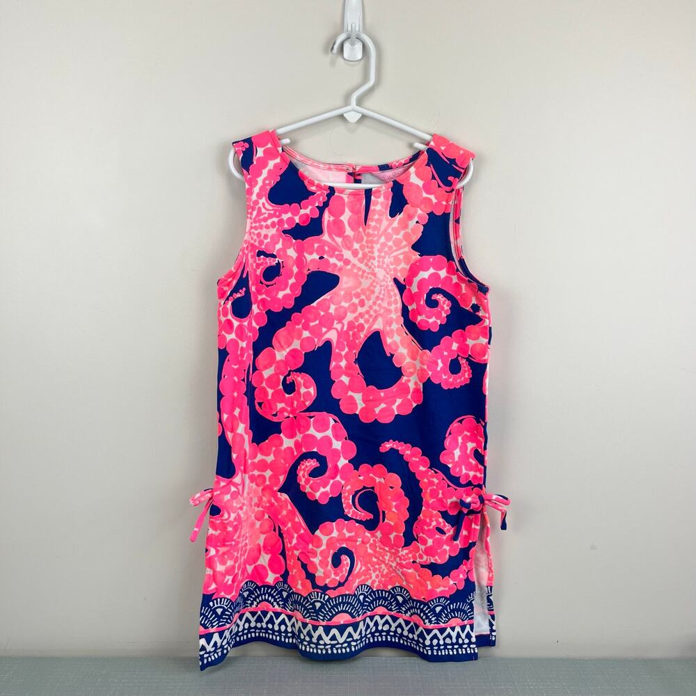 Lilly Pulitzer Girls Ikat Blue Mocean Engineered Mini Donna Dress L 8-10 NWT